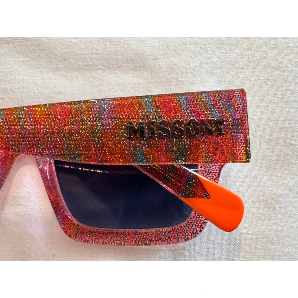 Missoni MIS 0129/S Pink Fabric‎ Glitter Square Sunglasses Blue Gradient Lens New